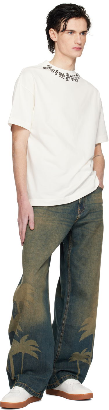T-shirt Palm Angels Flame Logo T-Shirt Vit | PMAA001S25JER0020310, 3