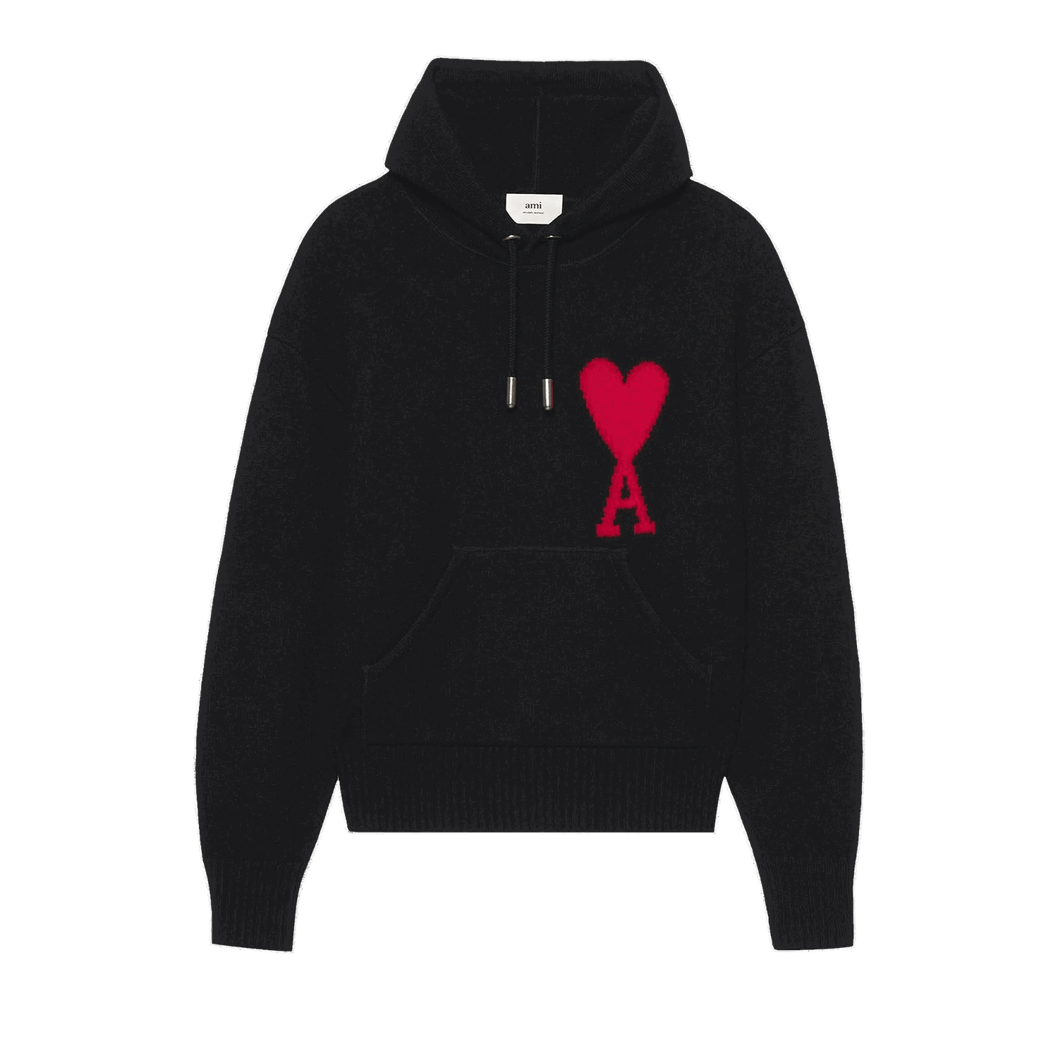 Sweatshirt AMI ADC Knitted Hoodie Svart | UKS802 018 009, 0
