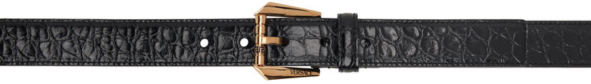 Bälten Versace Versace Croc Effect Leather Belt Svart | 1008373_1A08711