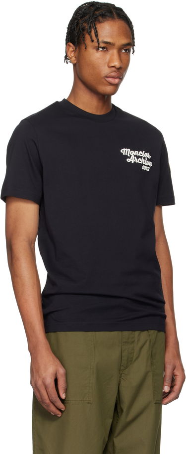 T-shirt Moncler Moncler Archive Embroidered Logo Cotton T-Shirt Svart | K10918C0006389AJS, 1