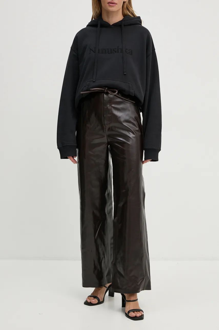 Sweatshirt Nanushka High-Waisted Wide-Leg Pants Svart | NW24PFOW19271, 0