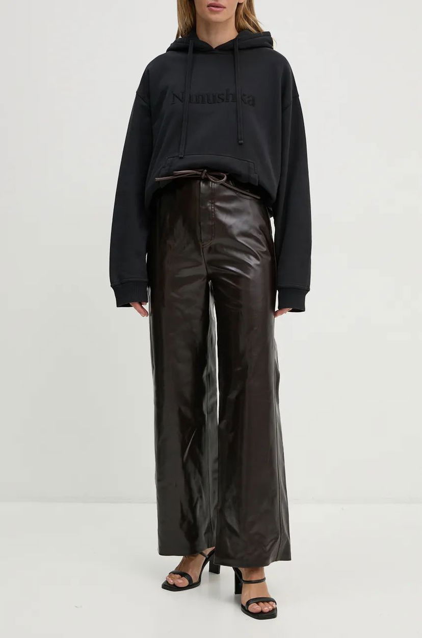 Sweatshirt Nanushka High-Waisted Wide-Leg Pants Svart | NW24PFOW19271