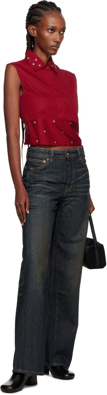 Crop top OUR LEGACY Sleeveless Collared Eyelet Crop Girdle Top Röd | W4252GLR, 3