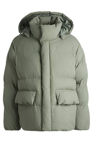 Pufferjacka BOSS Water-Repellent Puffer Jacket with Monogram Grön | 50524002