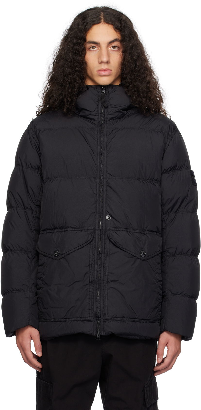 Pufferjacka Stone Island Stone Island Crinkle Reps R-NY Down Jacket Svart | 811540723