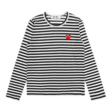T-shirt Comme des Garçons PLAY Striped Long Sleeve T-Shirt with Red Heart Logo Flerfärgad | AZ T163 051 1, 0