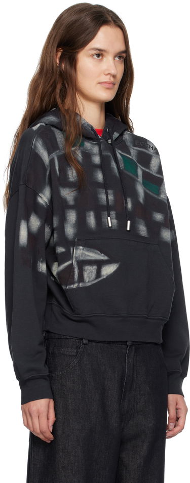 Sweatshirt Eckhaus Latta Eckhaus Latta Garment-Dyed Printed Hoodie Svart | 251-EL-PF25-P -, 1