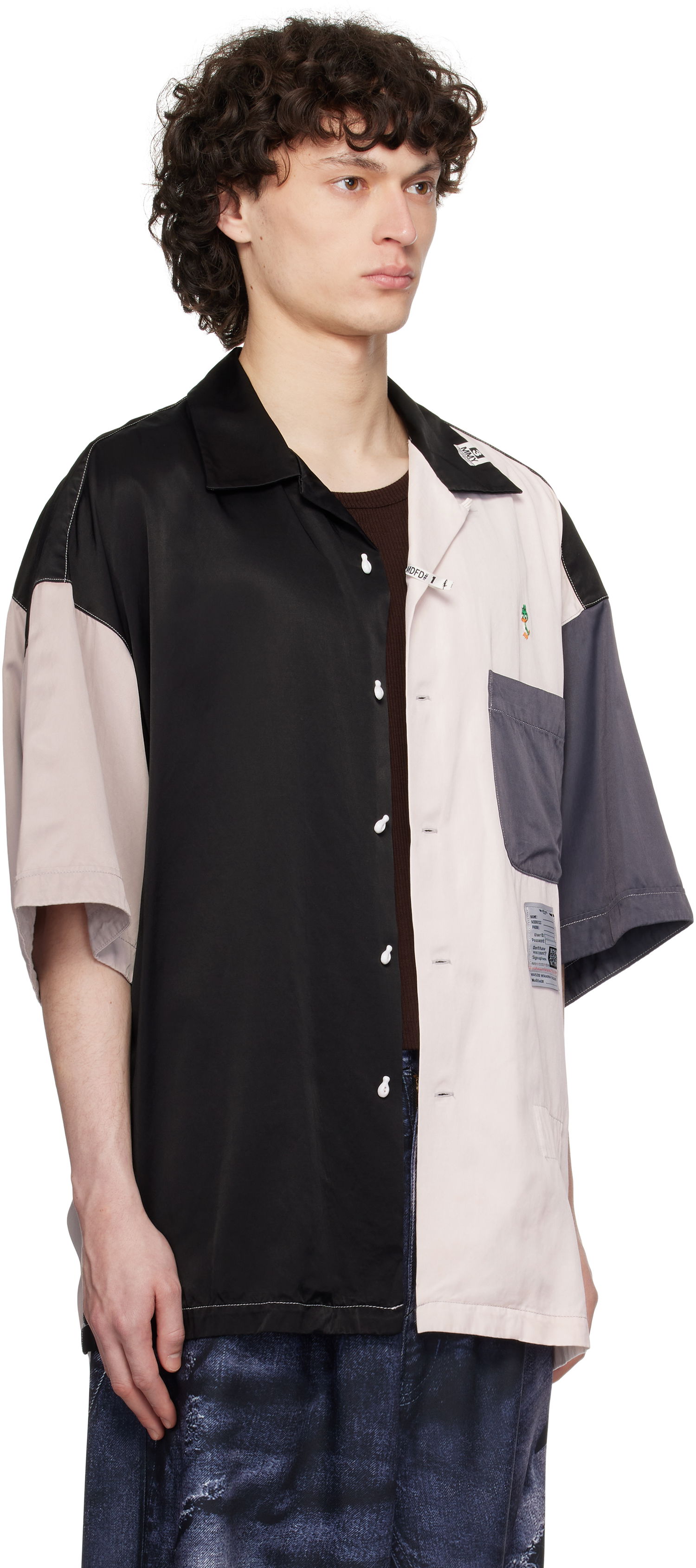 Skjorta Maison MIHARA YASUHIRO MIHARA YASUHIRO Crazy Pattern Short-Sleeve Shirt Grå | J14SH185, 1