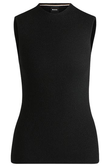 Sweater BOSS Ribbed Sleeveless Top Svart | 50523749