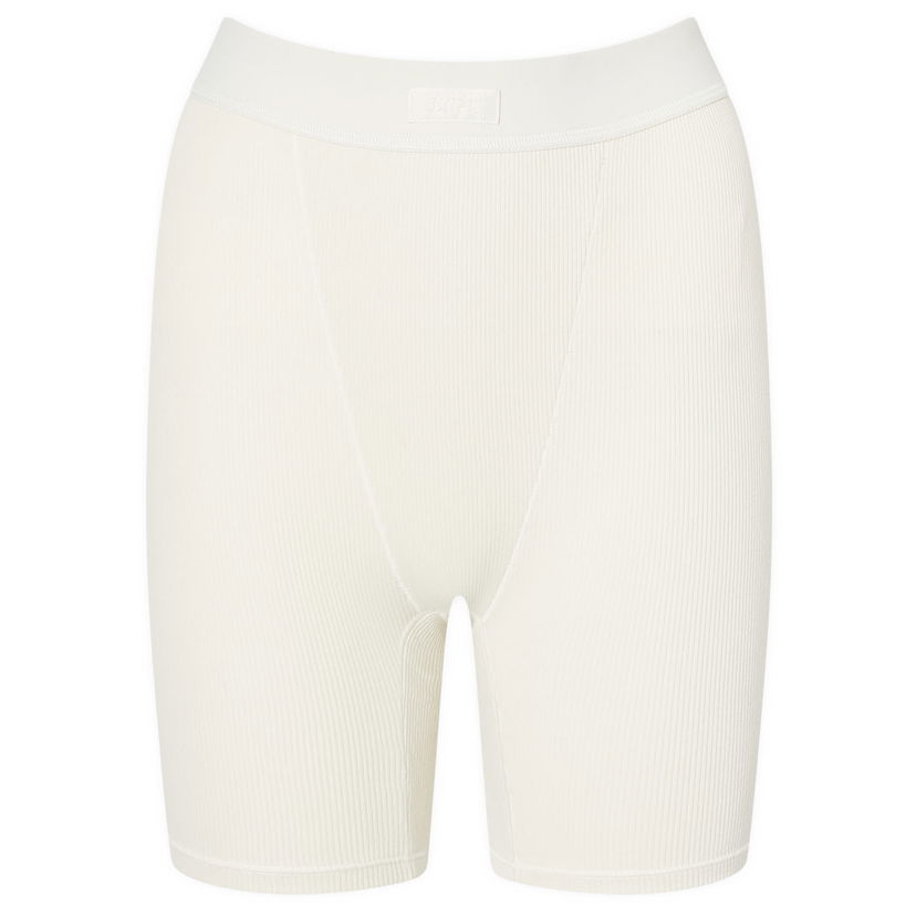 Shorts SKIMS Ribbed Cotton Boxer Shorts Vit | PN-HWS-0042-BN