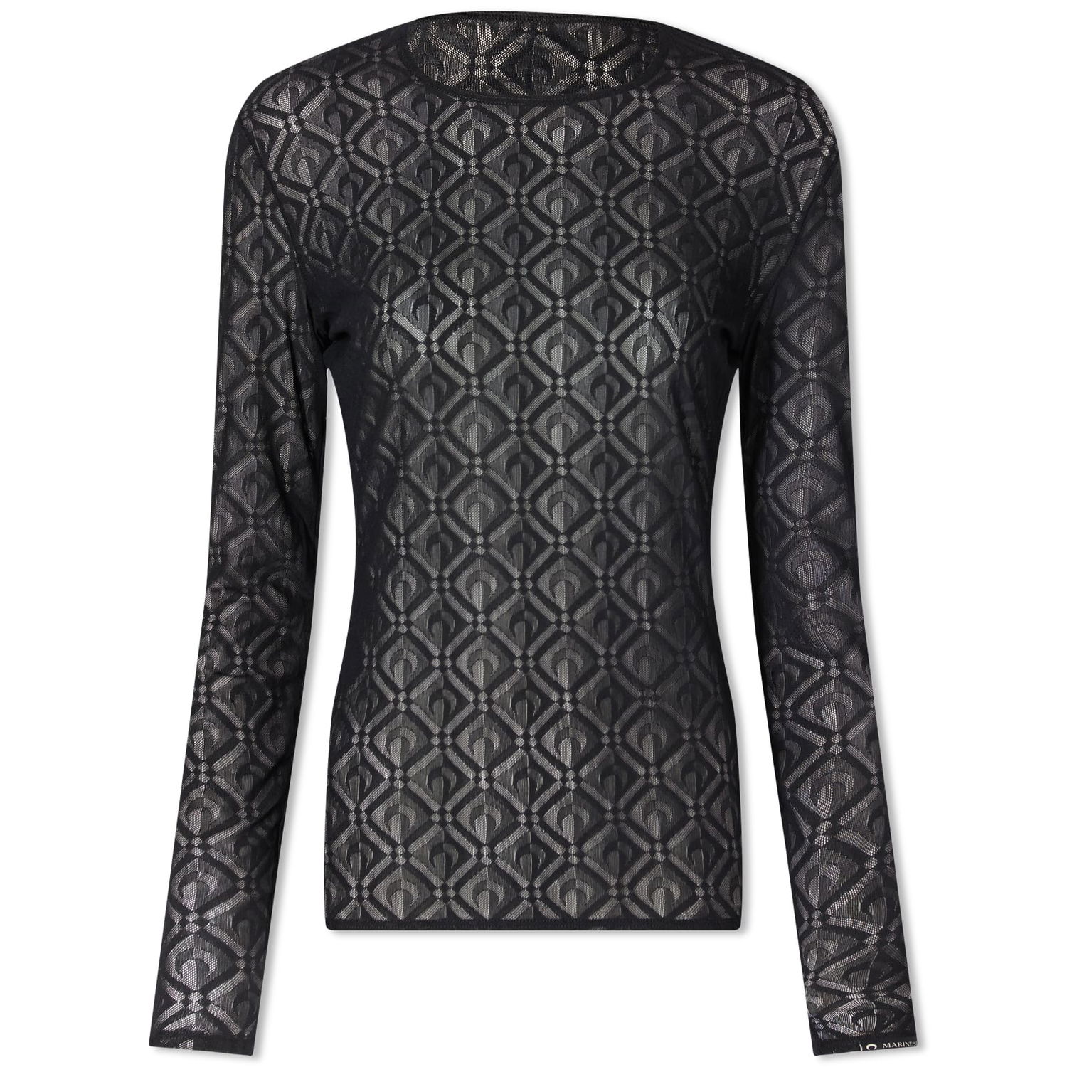 T-shirt Marine Serre Monogram Mesh Jacquard Second Skin Top Svart | WTO068-BK99, 0