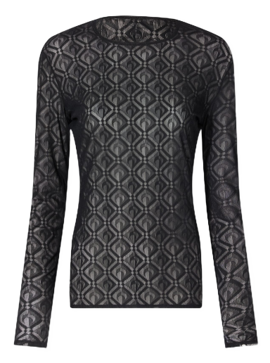 T-shirt Marine Serre Monogram Mesh Jacquard Second Skin Top Svart | WTO068-BK99