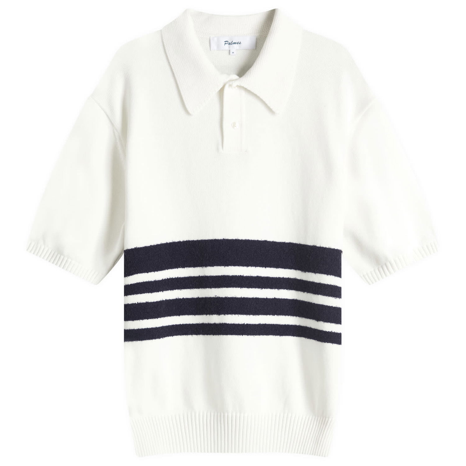 Sweater Palmes Palmes Panel Knit Polo Shirt, Size Large Vit | P40-0019-062, 1