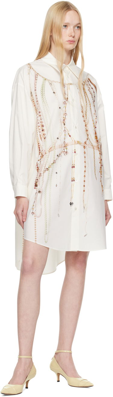 Klä Maison Margiela MM6 Maison Margiela Pearl Print Shirt Dress Vit | S62CT0250 M35462, 3