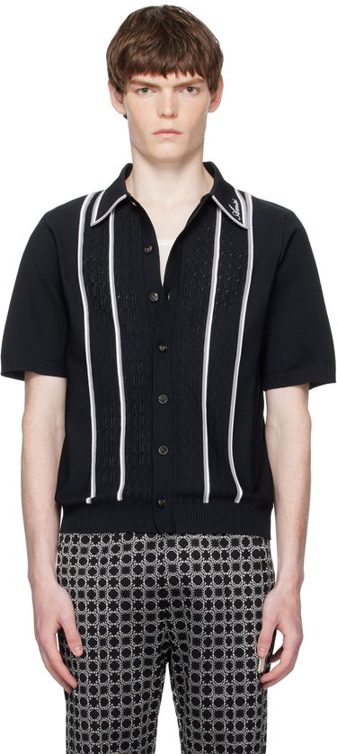 Polotröja AMIRI AMIRI Script Stripe Knit Polo Svart | AMKNIR1025, 0