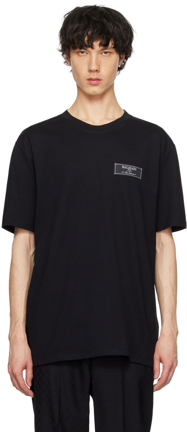 T-shirt Balmain Patch T-Shirt Svart | CH1EG000JB54