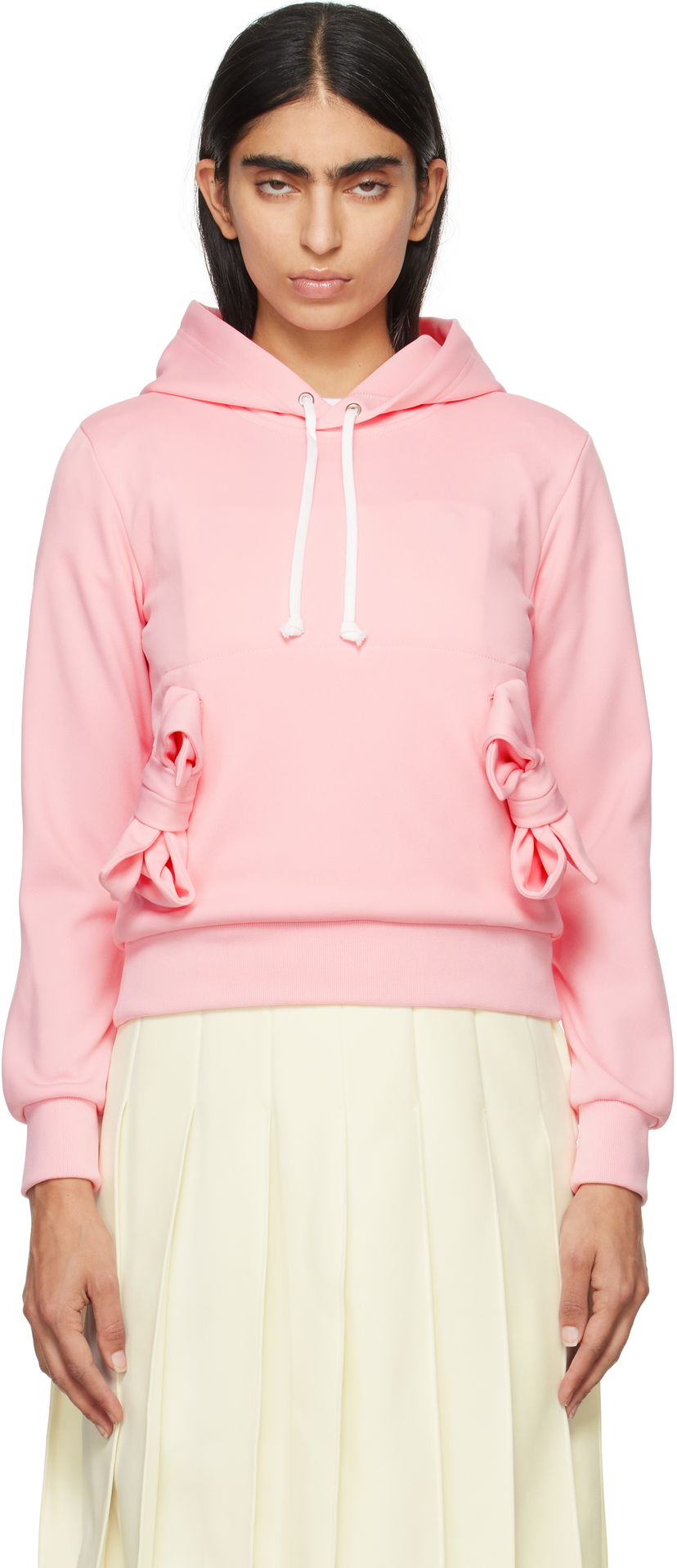 Sweatshirt Comme des Garçons Girl Polyester Jersey Bow Hoodie Rosa | NN-T002-051