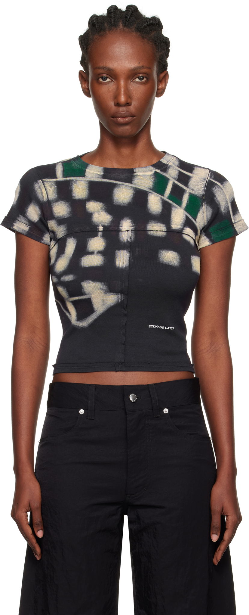 T-shirt Eckhaus Latta Eckhaus Latta Lapped Baby T-Shirt Svart | 303-EL-PF25-P -