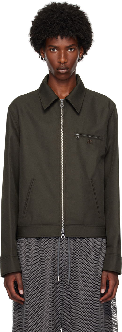 Bomberjacka Courrèges Signature Retro Zip-Up Jacket Grön | 324CBL204PL0056