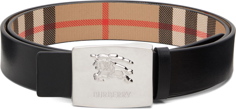 Bälten Burberry Burberry Square Knight Reversible Belt Svart | 8112217