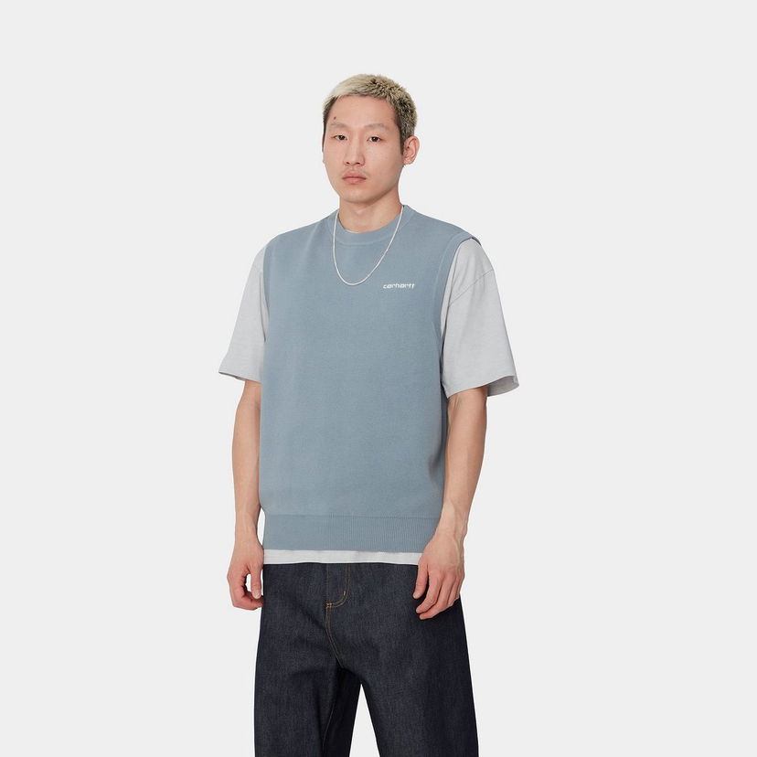 Sweater Carhartt WIP Script Vest Sweater Blå | I033696_9