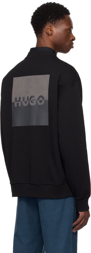 Sweatshirt BOSS Cotton-Terry Sweatshirt with Split Logo Svart | 50542847, 3