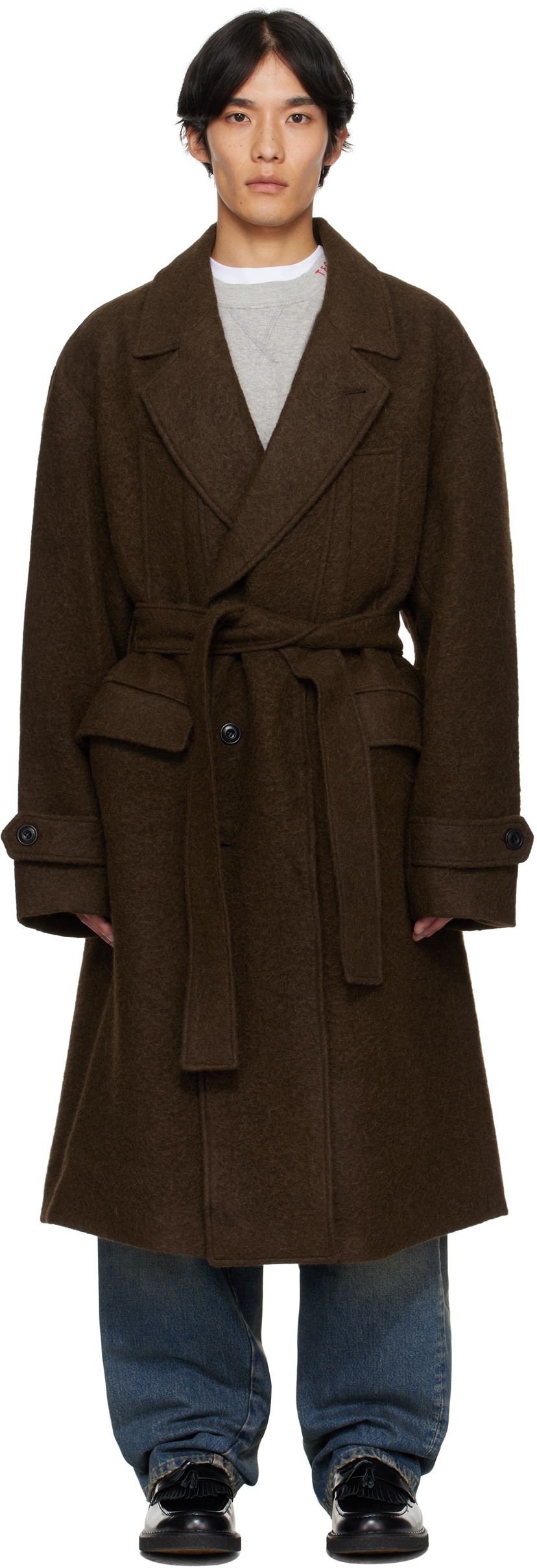 Rockar Andersson Bell Andersson Bell Mattia Shaggy Wool Robe Coat Brun | awa714m