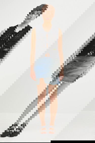 Kjol Rick Owens Rick Owens DRKSHDW Draped Mini Denim Skirt Blå | DS01E3343.SDWB, 4