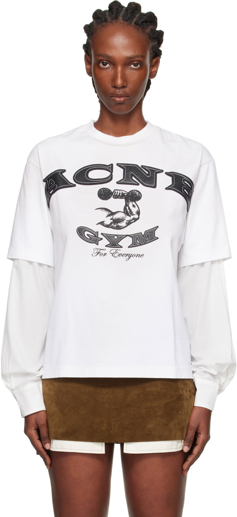 T-shirt Acne Studios Layered Logo T-Shirt by Acne Studios Vit | CL0404-