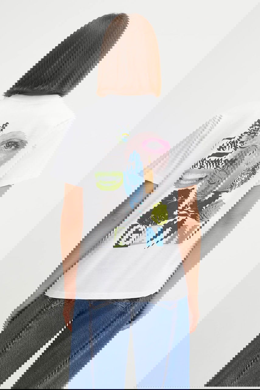 T-shirt GANNI GANNI Basic Jersey Collage Relaxed T-Shirt Vit | T4157, 0