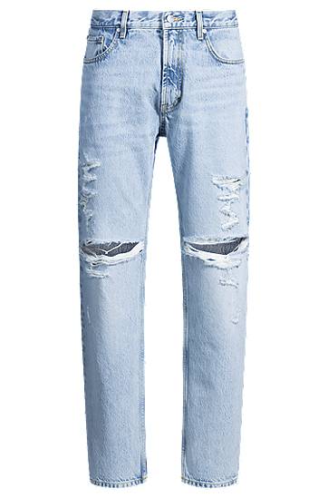 Jeans BOSS Regular-Fit Stonewashed Jeans Blå | 50537716
