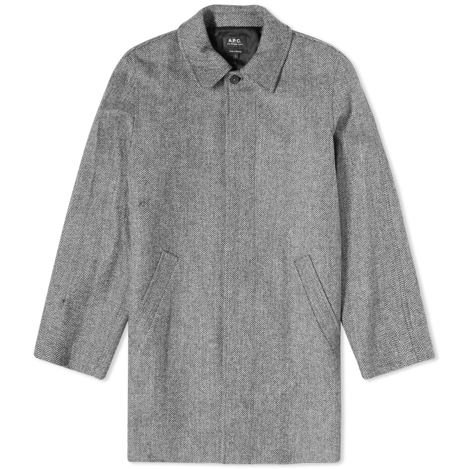 Rockar A.P.C. Pete Herringbone Wool Coat Grå | WVBCB-H01348-LAA, 0