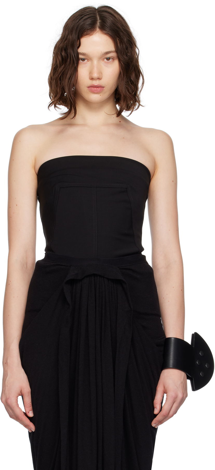 Linne Rick Owens Rick Owens Concordians Wool Bustier Top Svart | RP02E4127 WST