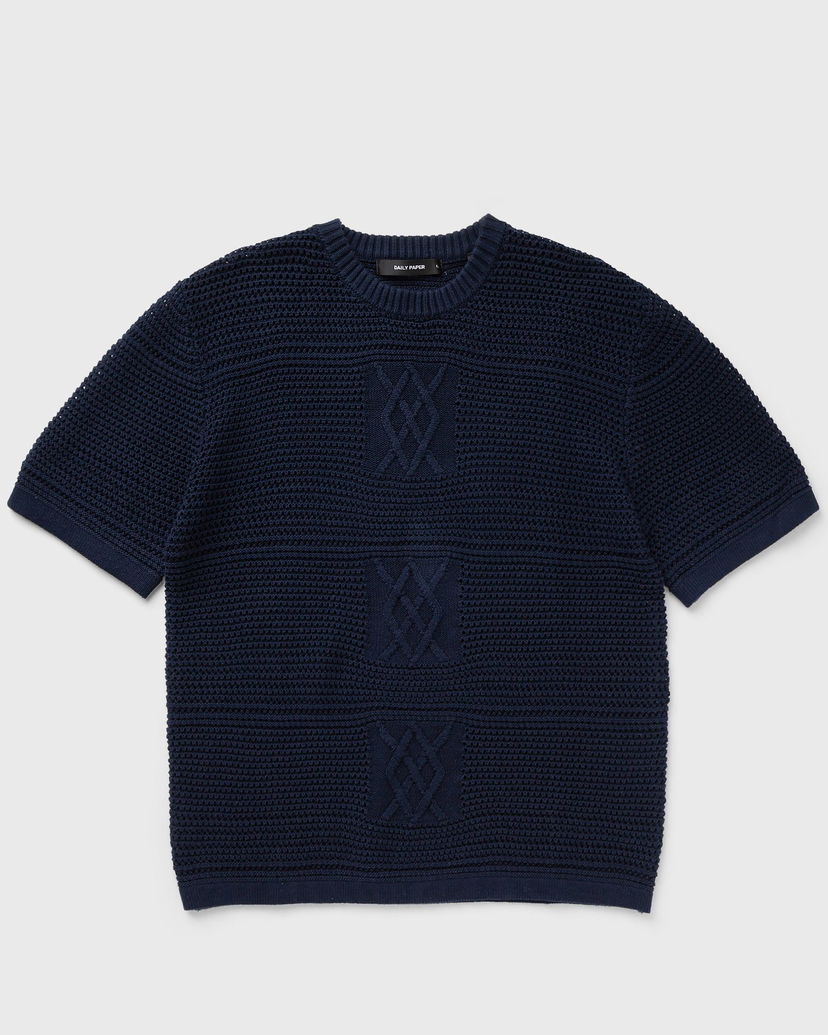 T-shirt DAILY PAPER Crochet Knitted T-Shirt Mörkblå | 2511133