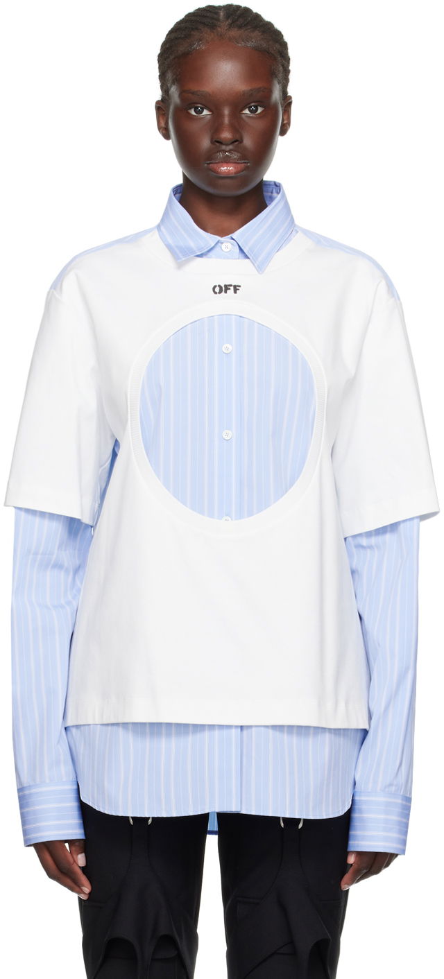 Skjorta Off-White Off-White Meteor Layered Shirt Vit | OWGE012F23FAB0010140