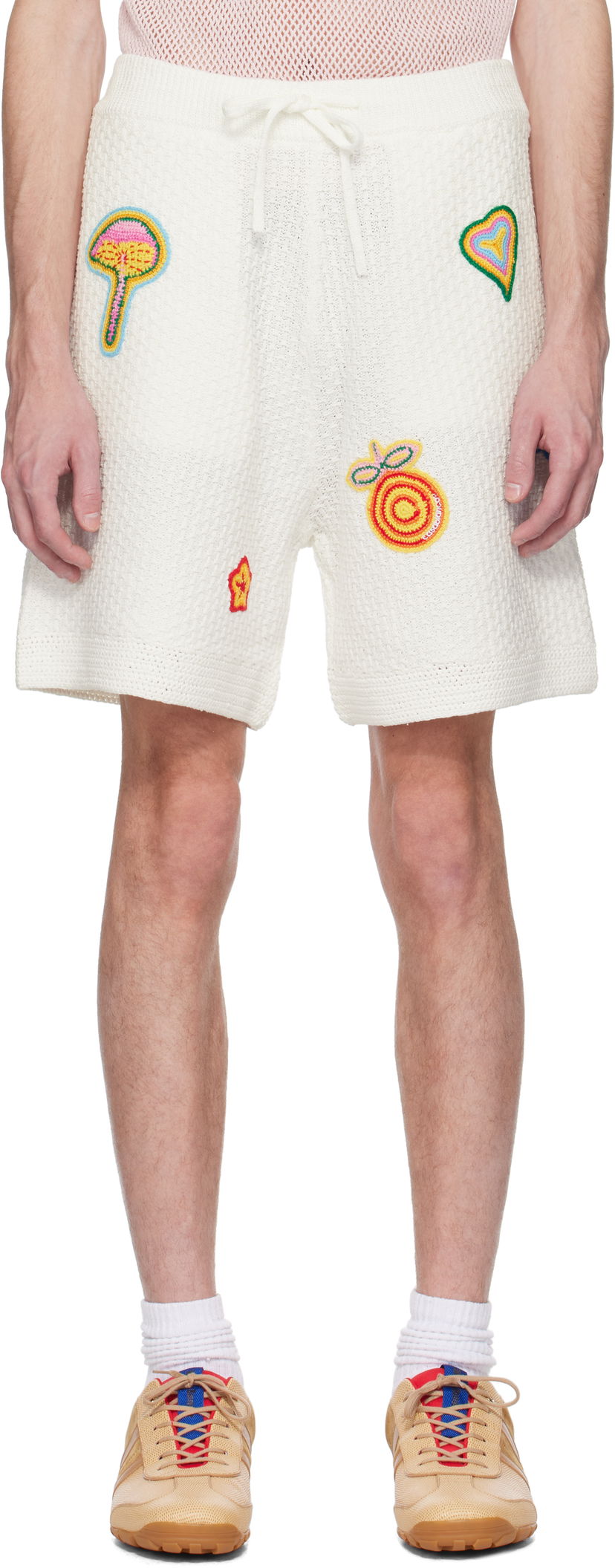 Shorts Casablanca Casablanca Motif Crochet Shorts Vit | MS25-KW-916-01