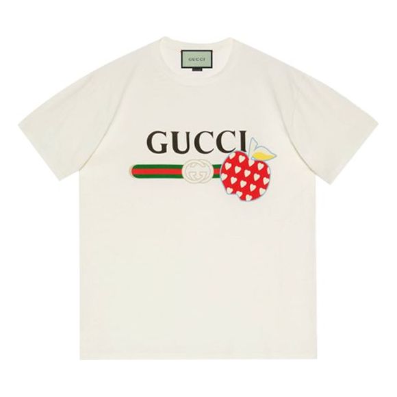 T-shirt Gucci Les Pommes Apple Graphic T-Shirt Vit | 548334-XJDNC-9095