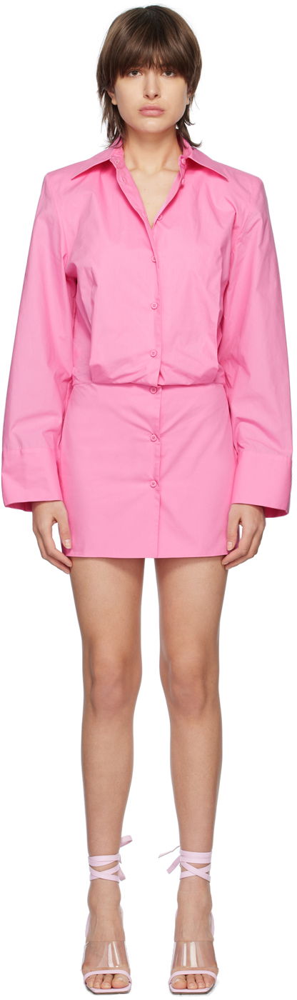 Klä The Attico Attico Margot Mini Shirt Dress Rosa | 232WCA113 C052