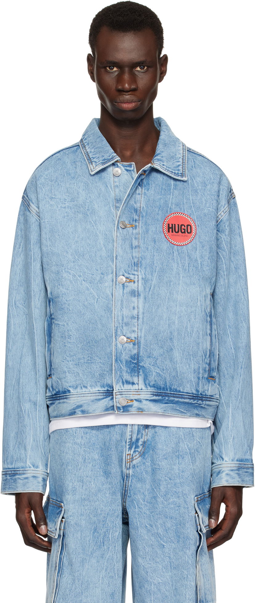 Jacka BOSS HUGO Faded Denim Jacket Blå | 50539200