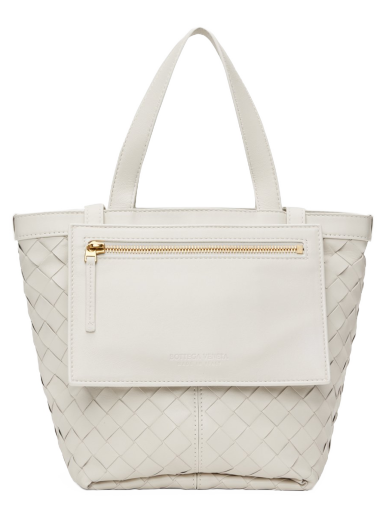 Tygpåse Bottega Veneta Small Flip Flap Bag Vit | 754916 VCPP1