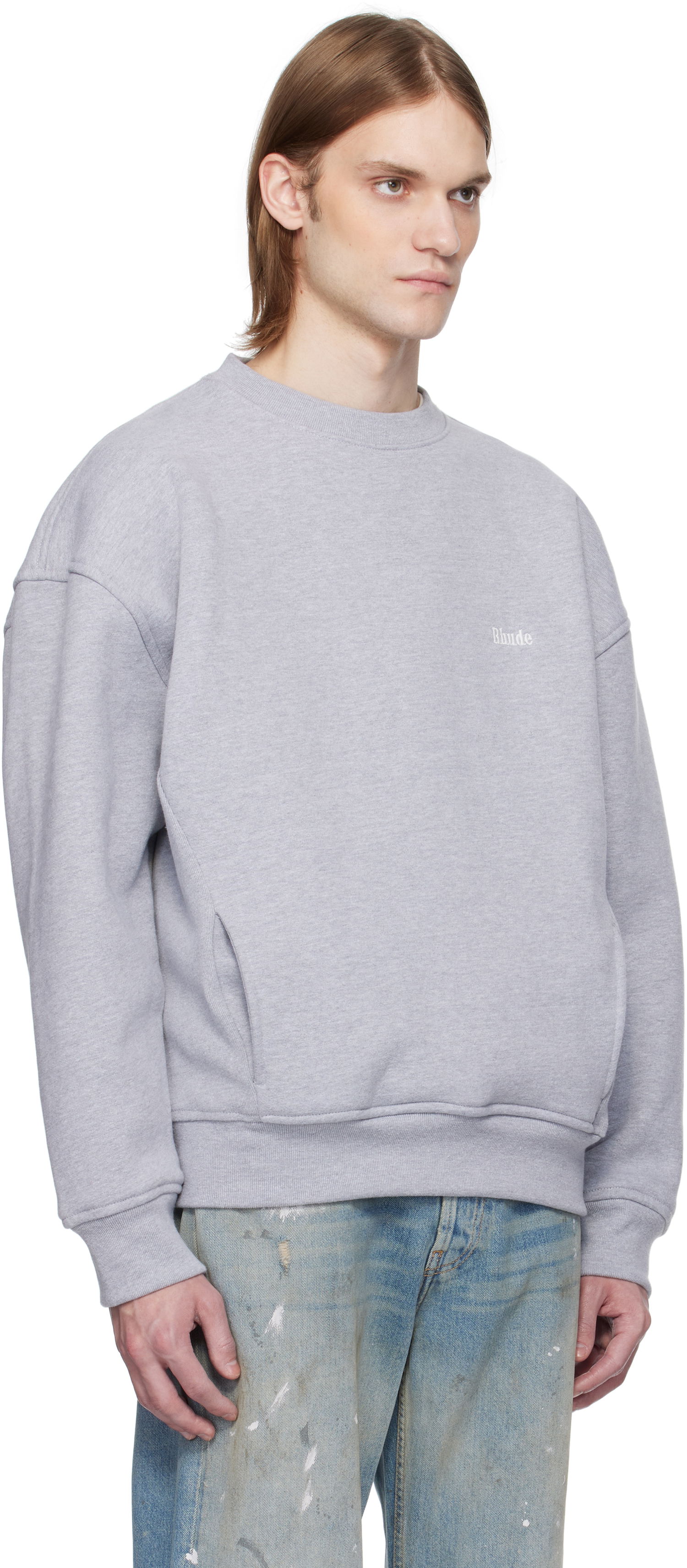Sweater Rhude Rhude Classique Crewneck Sweatshirt Grå | RHSS25ST01229, 1