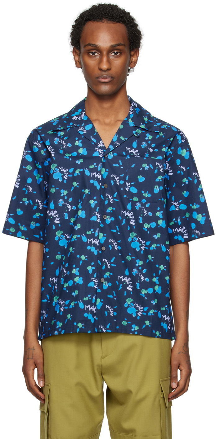 Skjorta Marni Graphic Shirt Blå | CUMU0213A6 UTC328