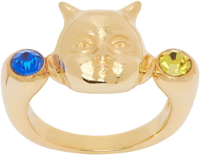 Ringa Chopova Lowena Horned Face Ring with Gemstones Metallisk | 6458