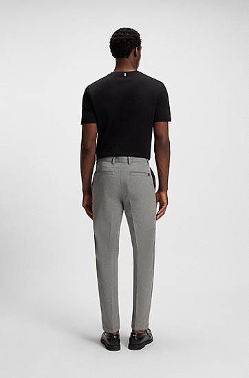 Byxor BOSS Modern-Fit Wrinkle-Resistant Stretch Dobby Trousers Grå | 50546914, 1