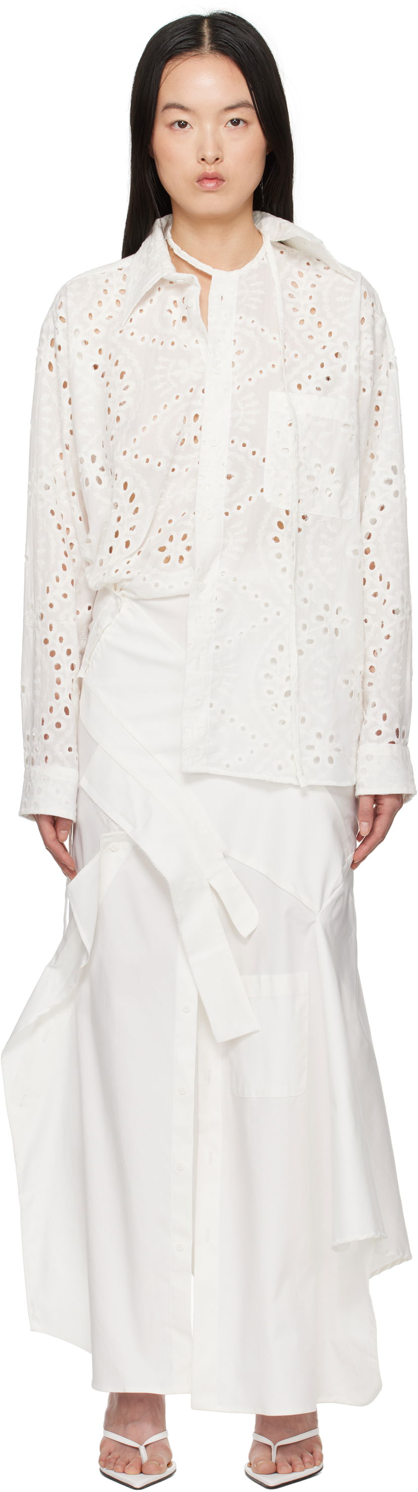 Klä Ottolinger Ottolinger Deconstructed Shirting Midi Dress Vit | 10650010601