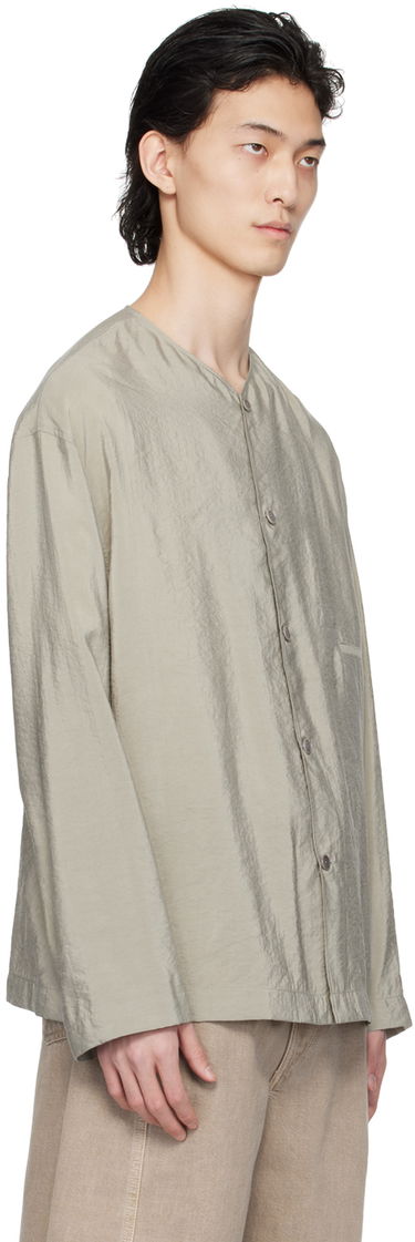Skjorta LEMAIRE Lemaire Collarless Button-Up Shirt Svart | SH1065 LF208, 4