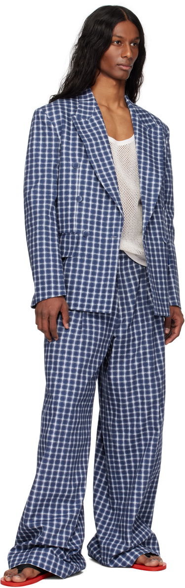 Jacka ERL ERL Check Double-Breasted Blazer Blå | ERL10J038, 3