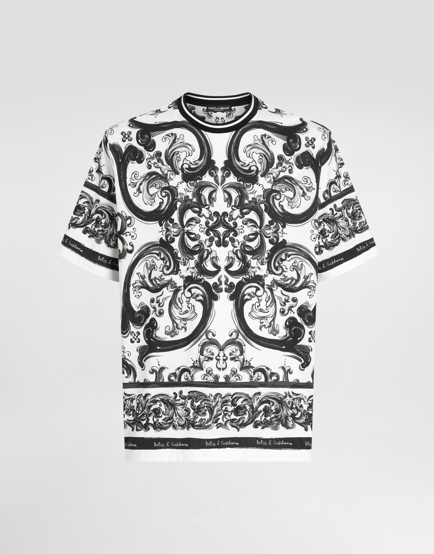 T-shirt Dolce & Gabbana Dolce & Gabbana Majolica-print Short-sleeved T-shirt Vit | G8PN9TII7HMHX5DQ, 0
