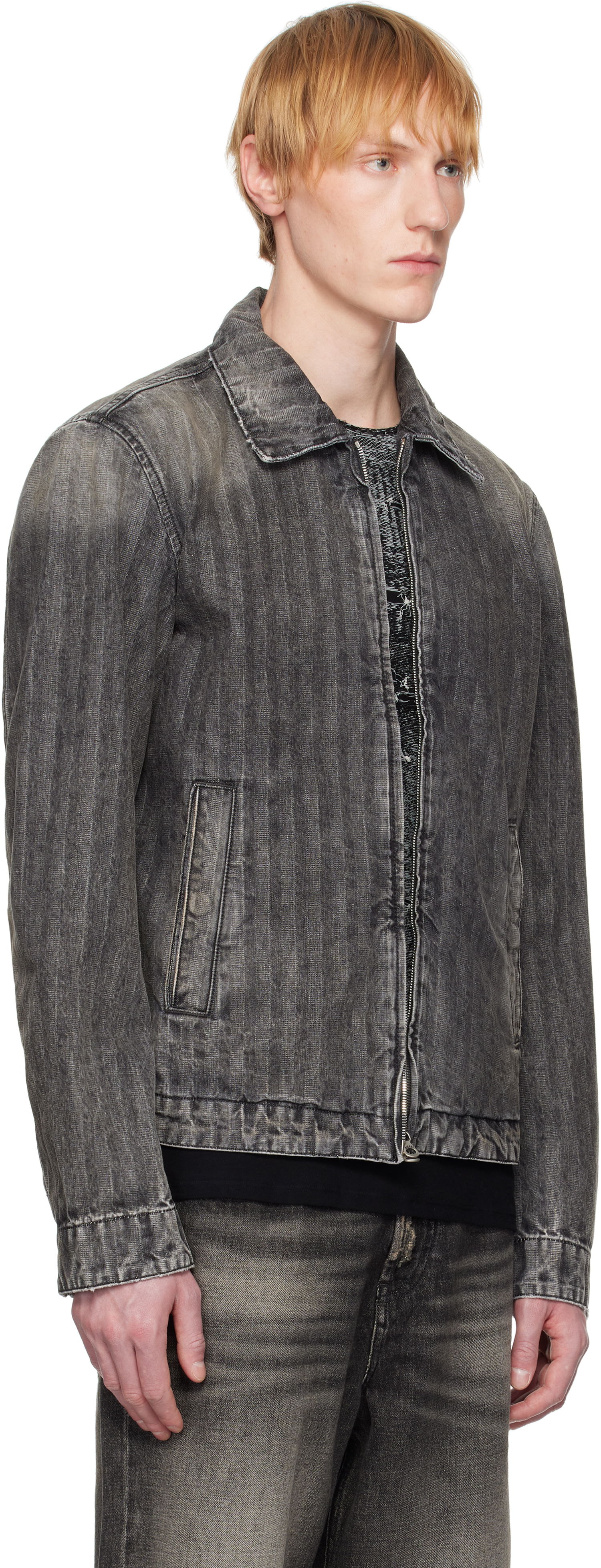 Bomberjacka Diesel Diesel D-Rohe Pinstripe Denim Jacket Grå | A13741-09L59-02, 1