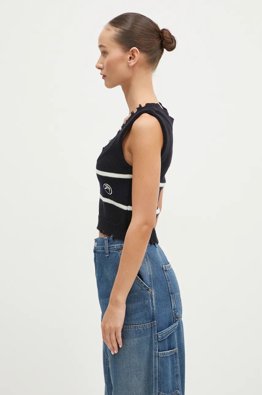 Sweater Ambush Destroyed Rib Round Neck Vest Svart | BWHT003F24KNI0011031, 1